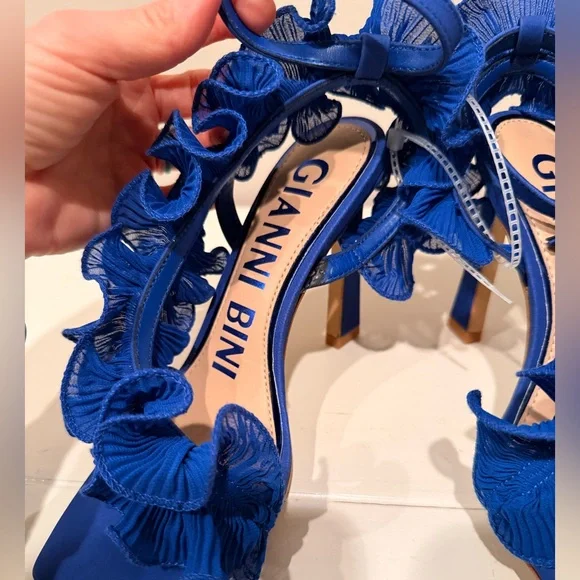Gianni Bini Royal Blue Ruffled High Heel Sandals - Picture 7 of 10
